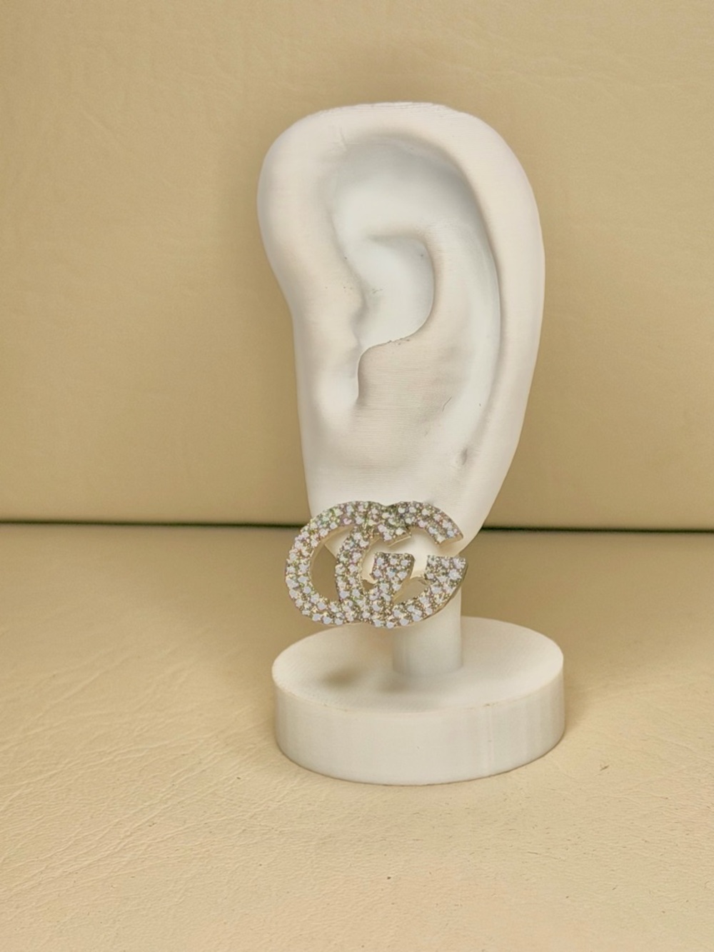 GG Silver-Tone large Crystal Stud Earrings